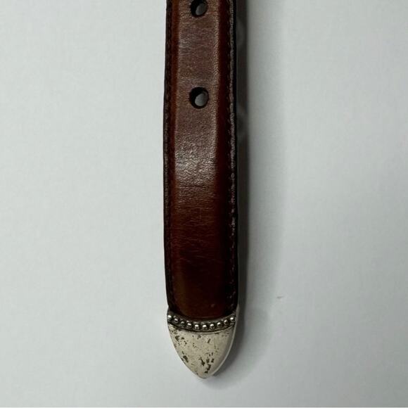 Fossil western equestrian Style Brown Leather Belt Silver small 1” Wide - Picture 3 of 6